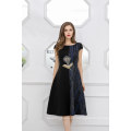 Wholesale Formal Prom Short Sleeve  A Line Elegant Black Women Evening Dresses